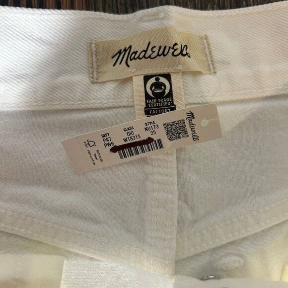 Madewell Low-Slung Baggy Crop Jeans Women's Size 25 in Pure White New With Tags! - Picture 4 of 5